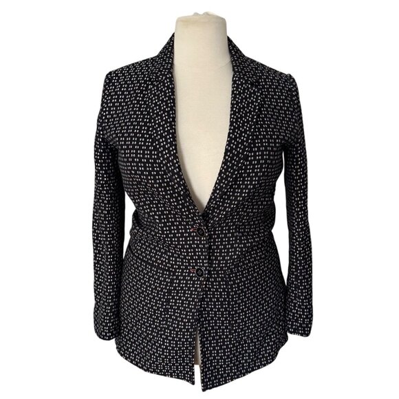 Anthropologie Size L Black & White Filipa Single-Breasted Textured Blazer Jacket - Picture 2 of 16